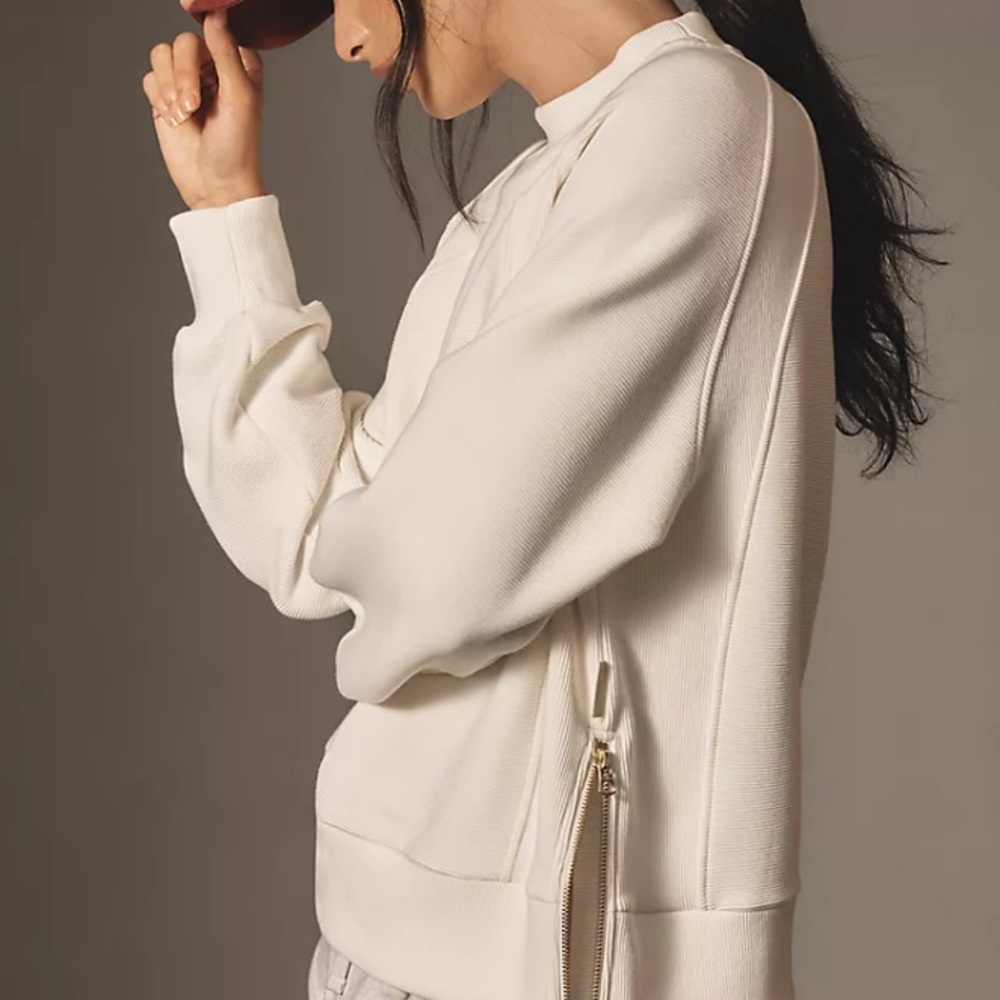 Varley Goulding Ottoman Ribbed Sweatshirt White directional Ottoman